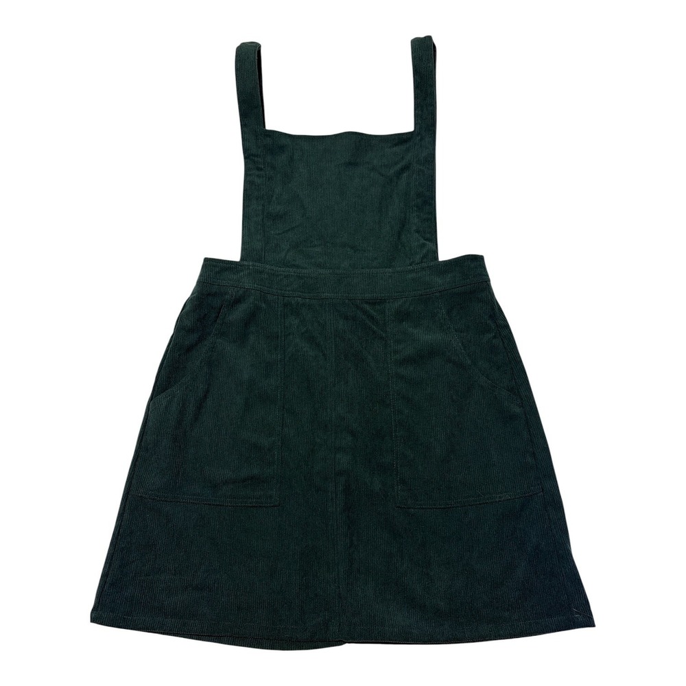 Lulus Embracing Autumn Green Corduroy Pinafore Mini Dress Size L NWT